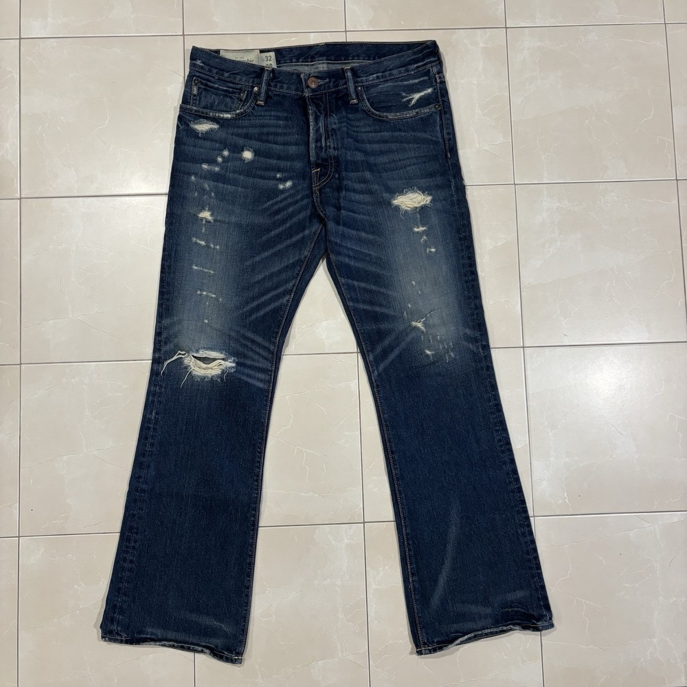 VTG Y2K Abercrombie Fitch Baxter Jeans Men's 34x31 Low Rise Slim Boot Distressed